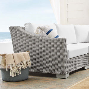 ModwayModway Conway Sunbrella Outdoor Patio Wicker Rattan 5-Piece Sectional Sofa Set EEI-4357 EEI-4357-LGR-WHI- BetterPatio.com