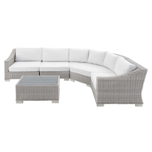 ModwayModway Conway Sunbrella Outdoor Patio Wicker Rattan 5-Piece Sectional Sofa Set EEI-4357 EEI-4357-LGR-WHI- BetterPatio.com