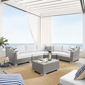 ModwayModway Conway Sunbrella Outdoor Patio Wicker Rattan 5-Piece Sectional Sofa Set EEI-4357 EEI-4357-LGR-WHI- BetterPatio.com