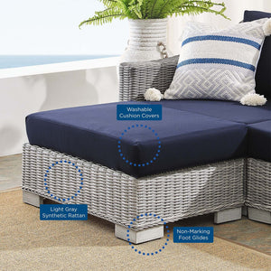 ModwayModway Conway Sunbrella Outdoor Patio Wicker Rattan 6-Piece Furniture Set EEI-4363 EEI-4363-LGR-NAV- BetterPatio.com