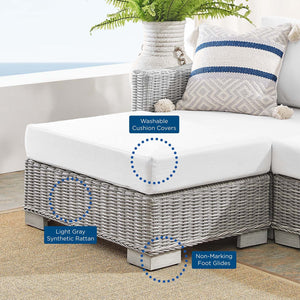 ModwayModway Conway Sunbrella Outdoor Patio Wicker Rattan 6-Piece Furniture Set EEI-4363 EEI-4363-LGR-WHI- BetterPatio.com