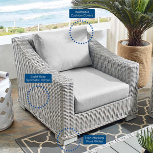 ModwayModway Conway Sunbrella Outdoor Patio Wicker Rattan Armchair EEI-3972 EEI-3972-LGR-GRY- BetterPatio.com