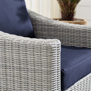 ModwayModway Conway Sunbrella Outdoor Patio Wicker Rattan Armchair EEI-3972 EEI-3972-LGR-NAV- BetterPatio.com