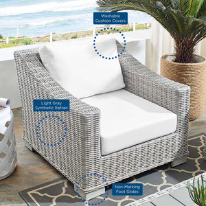 ModwayModway Conway Sunbrella Outdoor Patio Wicker Rattan Armchair EEI-3972 EEI-3972-LGR-WHI- BetterPatio.com