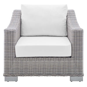 ModwayModway Conway Sunbrella Outdoor Patio Wicker Rattan Armchair EEI-3972 EEI-3972-LGR-WHI- BetterPatio.com