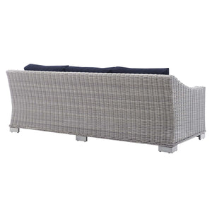 ModwayModway Conway Sunbrella Outdoor Patio Wicker Rattan Sofa EEI-3974 EEI-3974-LGR-NAV- BetterPatio.com