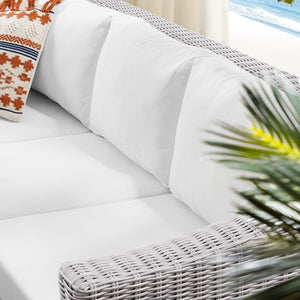 ModwayModway Conway Sunbrella Outdoor Patio Wicker Rattan Sofa EEI-3974 EEI-3974-LGR-WHI- BetterPatio.com