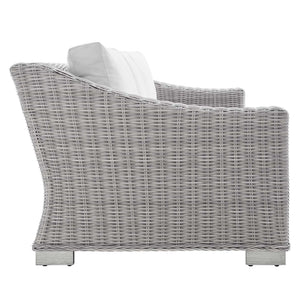 ModwayModway Conway Sunbrella Outdoor Patio Wicker Rattan Sofa EEI-3974 EEI-3974-LGR-WHI- BetterPatio.com