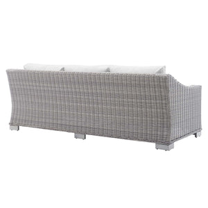 ModwayModway Conway Sunbrella Outdoor Patio Wicker Rattan Sofa EEI-3974 EEI-3974-LGR-WHI- BetterPatio.com