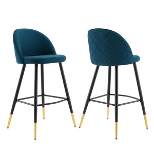 ModwayModway Cordial Fabric Bar Stools - Set of 2 EEI-4526 EEI-4526-AZU- BetterPatio.com