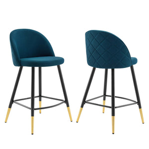 ModwayModway Cordial Fabric Counter Stools - Set of 2 EEI-4528 EEI-4528-AZU- BetterPatio.com