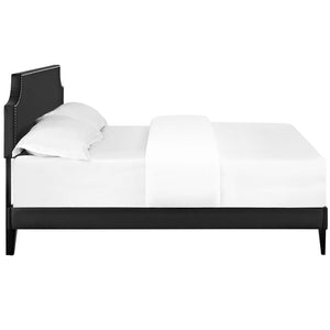 ModwayModway Corene King Vinyl Platform Bed with Squared Tapered Legs MOD-5956 MOD-5956-BLK- BetterPatio.com