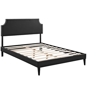 ModwayModway Corene King Vinyl Platform Bed with Squared Tapered Legs MOD-5956 MOD-5956-BLK- BetterPatio.com
