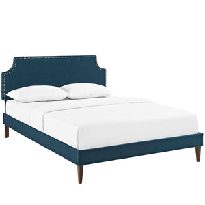 ModwayModway Corene Queen Fabric Platform Bed with Squared Tapered Legs MOD-5955 MOD-5955-AZU- BetterPatio.com