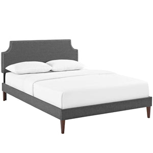 ModwayModway Corene Queen Fabric Platform Bed with Squared Tapered Legs MOD-5955 MOD-5955-GRY- BetterPatio.com
