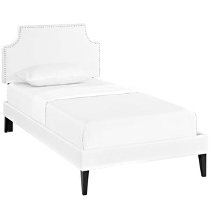 ModwayModway Corene Twin Vinyl Platform Bed with Squared Tapered Legs MOD-5950 MOD-5950-WHI- BetterPatio.com