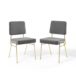 ModwayModway Craft Dining Side Chair Performance Velvet Set of 2 EEI-4505 EEI-4505-GLD-GRY- BetterPatio.com