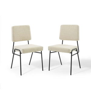 ModwayModway Craft Dining Side Chair Upholstered Fabric Set of 2 EEI-4506 EEI-4506-BLK-BEI- BetterPatio.com