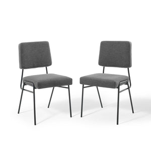 ModwayModway Craft Dining Side Chair Upholstered Fabric Set of 2 EEI-4506 EEI-4506-BLK-CHA- BetterPatio.com
