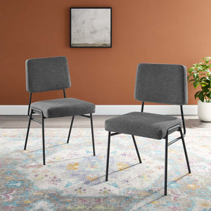 ModwayModway Craft Dining Side Chair Upholstered Fabric Set of 2 EEI-4506 EEI-4506-BLK-CHA- BetterPatio.com