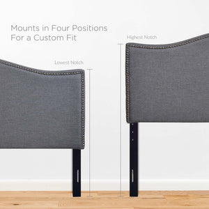 ModwayModway Curl Queen Nailhead Upholstered Headboard MOD-5206 MOD-5206-SMK- BetterPatio.com