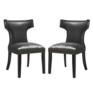 ModwayModway Curve Dining Chair Vinyl Set of 2 EEI-3949 EEI-3949-BLK- BetterPatio.com