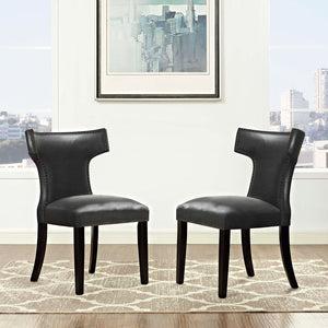 ModwayModway Curve Dining Chair Vinyl Set of 2 EEI-3949 EEI-3949-BLK- BetterPatio.com