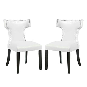 ModwayModway Curve Dining Chair Vinyl Set of 2 EEI-3949 EEI-3949-WHI- BetterPatio.com