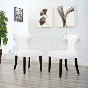 ModwayModway Curve Dining Chair Vinyl Set of 2 EEI-3949 EEI-3949-WHI- BetterPatio.com