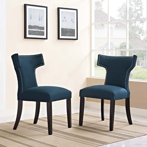 ModwayModway Curve Dining Side Chair Fabric Set of 2 EEI-2741 EEI-2741-AZU-SET- BetterPatio.com