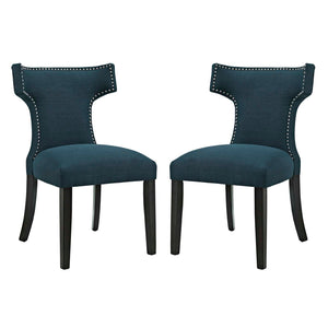 ModwayModway Curve Dining Side Chair Fabric Set of 2 EEI-2741 EEI-2741-AZU-SET- BetterPatio.com