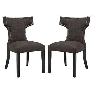 ModwayModway Curve Dining Side Chair Fabric Set of 2 EEI-2741 EEI-2741-BRN-SET- BetterPatio.com