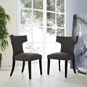 ModwayModway Curve Dining Side Chair Fabric Set of 2 EEI-2741 EEI-2741-BRN-SET- BetterPatio.com