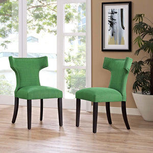 ModwayModway Curve Dining Side Chair Fabric Set of 2 EEI-2741 EEI-2741-GRN-SET- BetterPatio.com