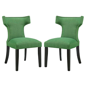 ModwayModway Curve Dining Side Chair Fabric Set of 2 EEI-2741 EEI-2741-GRN-SET- BetterPatio.com