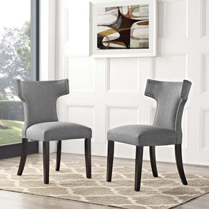 ModwayModway Curve Dining Side Chair Fabric Set of 2 EEI-2741 EEI-2741-GRY-SET- BetterPatio.com