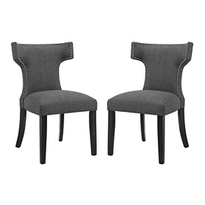 ModwayModway Curve Dining Side Chair Fabric Set of 2 EEI-2741 EEI-2741-GRY-SET- BetterPatio.com