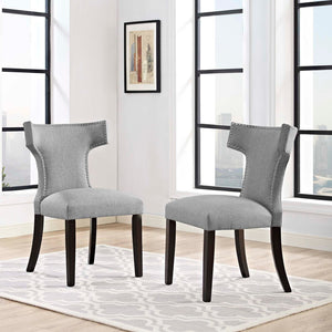 ModwayModway Curve Dining Side Chair Fabric Set of 2 EEI-2741 EEI-2741-LGR-SET- BetterPatio.com