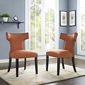 ModwayModway Curve Dining Side Chair Fabric Set of 2 EEI-2741 EEI-2741-ORA-SET- BetterPatio.com