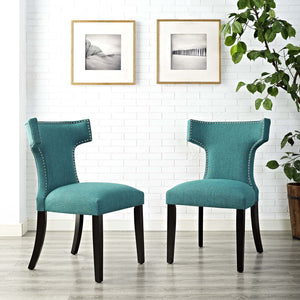 ModwayModway Curve Dining Side Chair Fabric Set of 2 EEI-2741 EEI-2741-TEA-SET- BetterPatio.com