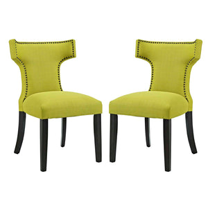 ModwayModway Curve Dining Side Chair Fabric Set of 2 EEI-2741 EEI-2741-WHE-SET- BetterPatio.com