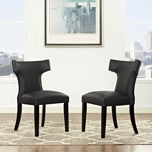 ModwayModway Curve Dining Side Chair Vinyl Set of 2 EEI-2740 EEI-2740-BLK-SET- BetterPatio.com