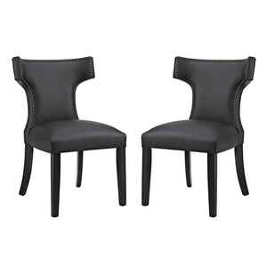 ModwayModway Curve Dining Side Chair Vinyl Set of 2 EEI-2740 EEI-2740-BLK-SET- BetterPatio.com