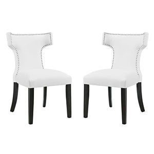 ModwayModway Curve Dining Side Chair Vinyl Set of 2 EEI-2740 EEI-2740-WHI-SET- BetterPatio.com