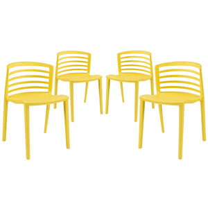 ModwayModway Curvy Dining Chairs Set of 4 EEI-1315 EEI-1315-YLW- BetterPatio.com