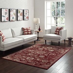 ModwayModway Cynara Distressed Floral Persian Medallion 5x8 Area Rug R-1111-58 R-1111A-58- BetterPatio.com