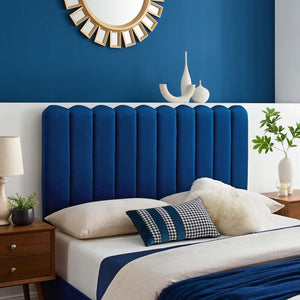 ModwayModway Delilah Performance Velvet Twin Headboard MOD-6317 MOD-6317-NAV- BetterPatio.com