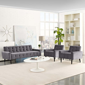 ModwayModway Delve Living Room Set Performance Velvet Set of 3 EEI-2970 EEI-2970-GRY-SET- BetterPatio.com