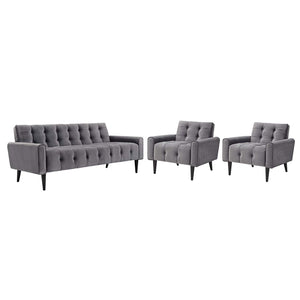 ModwayModway Delve Living Room Set Performance Velvet Set of 3 EEI-2970 EEI-2970-GRY-SET- BetterPatio.com