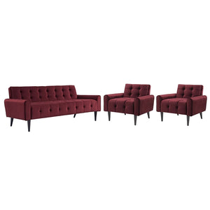 ModwayModway Delve Living Room Set Performance Velvet Set of 3 EEI-2970 EEI-2970-MAR-SET- BetterPatio.com